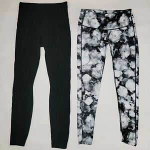 Athleta XSP & XS Leggings Lot of 2 - Floral & Solid Black Ankle and Full Length